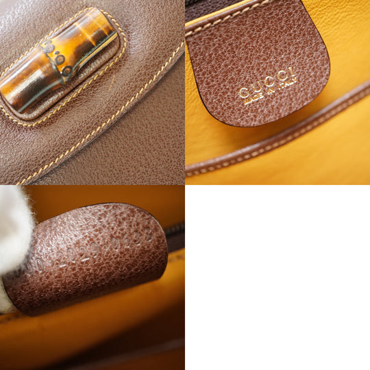 GUCCI Handbag leather Brown Bamboo Women Used Authentic