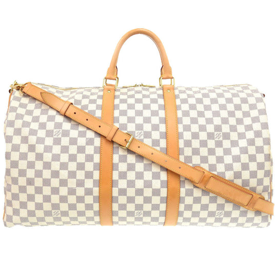 LOUIS VUITTON Boston Duffel bag N41429 Damier Azur Canvas white Keepall bandouliere55 Women(Unisex) Used Authentic