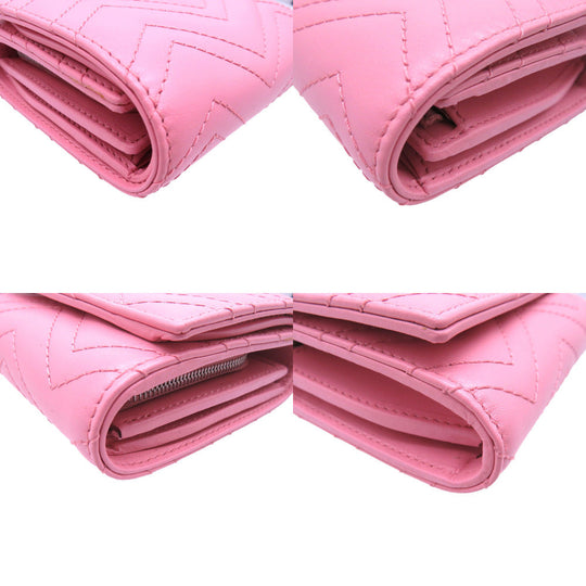 GUCCI Bifold Wallet 598629 leather pink Compact wallet GG Marmont Women Used Authentic