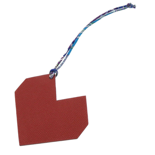 HERMES key ring Togo Brick Petite Ash Heart Women Used Authentic