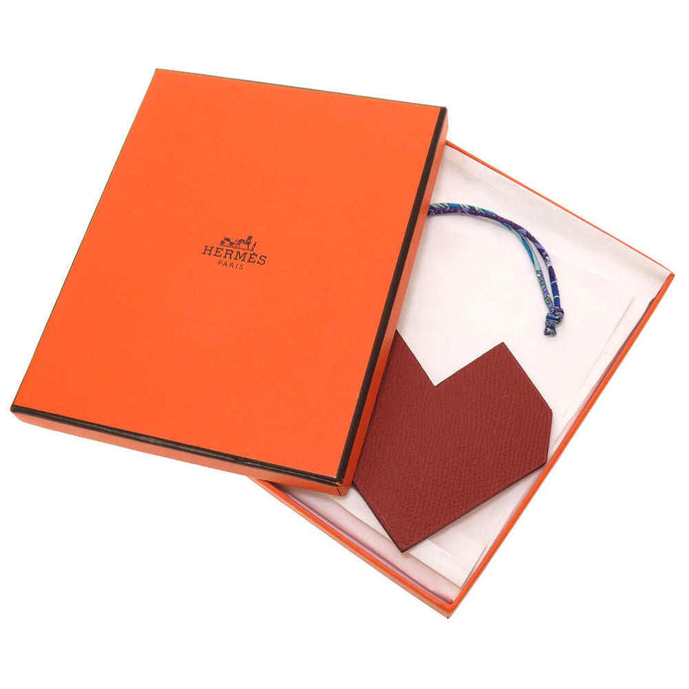 HERMES key ring Togo Brick Petite Ash Heart Women Used Authentic