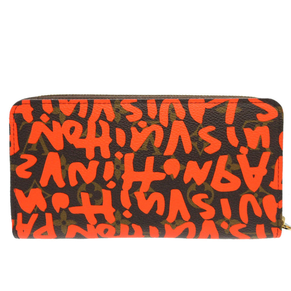 LOUIS VUITTON Long Wallet Purse M93711 Monogram canvas Orange Zip Around Monogram graffiti Zippy wallet unisex(Unisex) Used Authentic