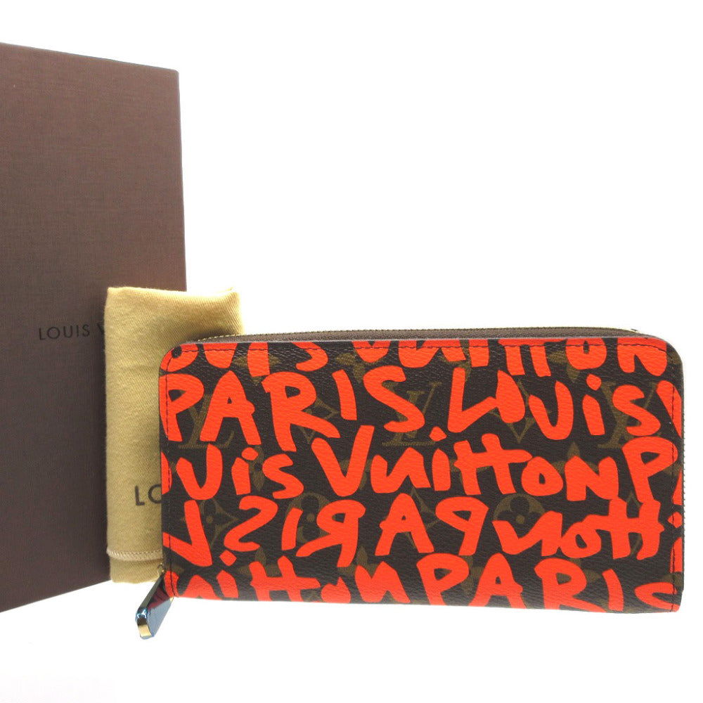 LOUIS VUITTON Long Wallet Purse M93711 Monogram canvas Orange Zip Around Monogram graffiti Zippy wallet unisex(Unisex) Used Authentic