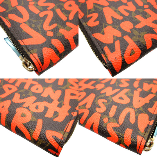 LOUIS VUITTON Long Wallet Purse M93711 Monogram canvas Orange Zip Around Monogram graffiti Zippy wallet unisex(Unisex) Used Authentic