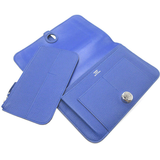 HERMES Long Wallet Purse Togo Blue Electric Dogon GM Women(Unisex) Used Authentic