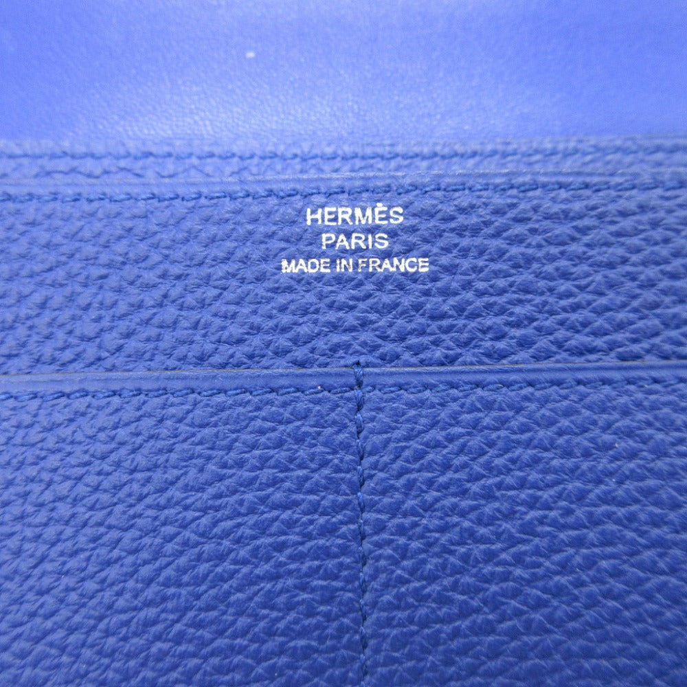 HERMES Long Wallet Purse Togo Blue Electric Dogon GM Women(Unisex) Used Authentic