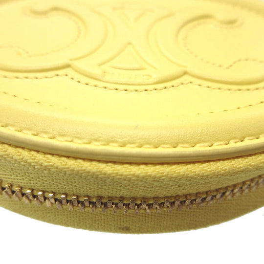 CELINE Coin case 10I483 leather yellow Triomphe unisex(Unisex) Used Authentic