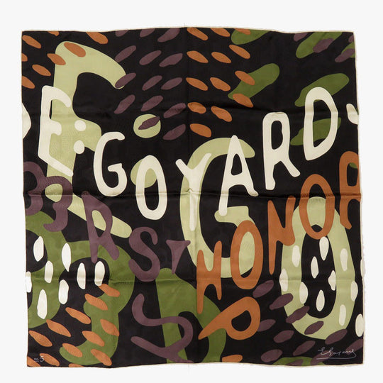 GOYARD scarf silk black No.5 Women Used Authentic