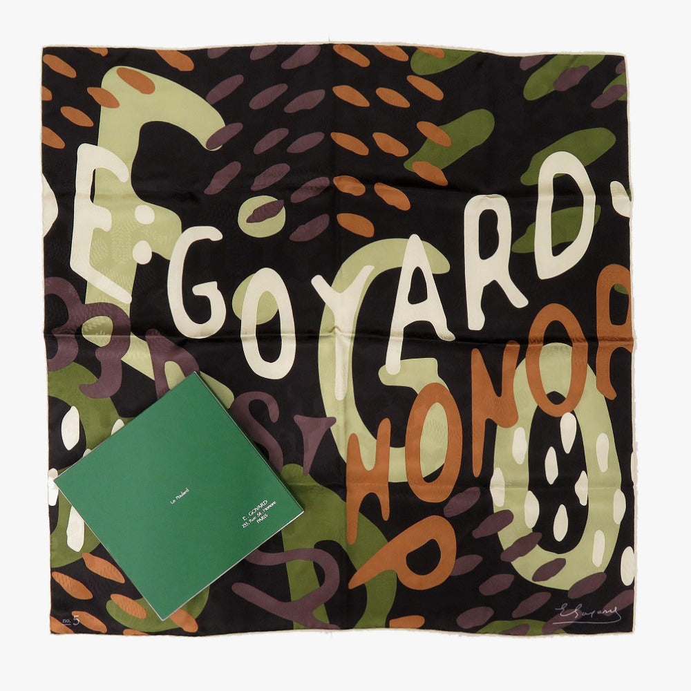 GOYARD scarf silk black No.5 Women Used Authentic