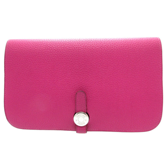 HERMES Long Wallet Purse Togo Rose purple Dogon GM Women(Unisex) Used Authentic