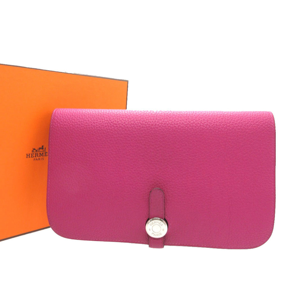 HERMES Long Wallet Purse Togo Rose purple Dogon GM Women(Unisex) Used Authentic