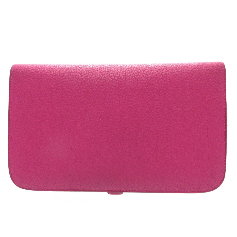 HERMES Long Wallet Purse Togo Rose purple Dogon GM Women(Unisex) Used Authentic