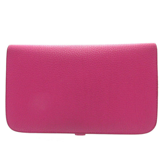 HERMES Long Wallet Purse Togo Rose purple Dogon GM Women(Unisex) Used Authentic