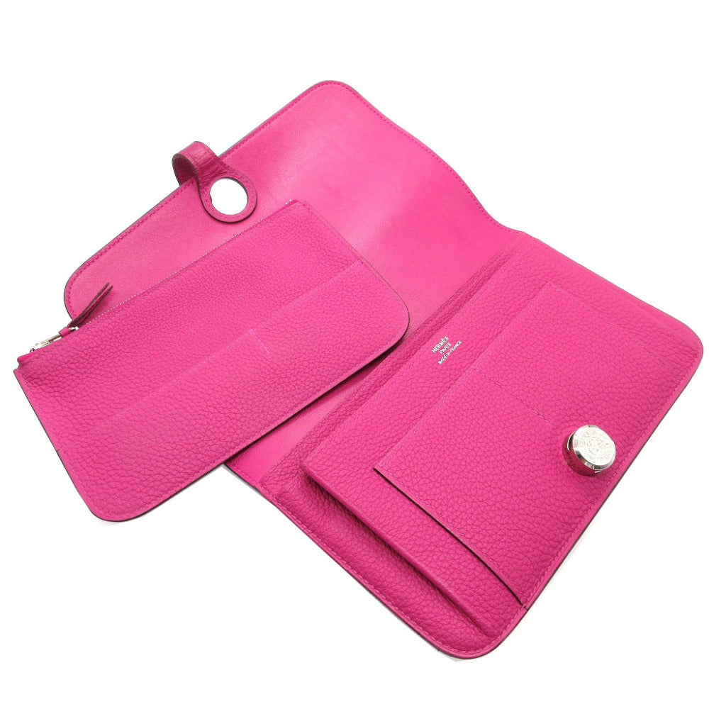 HERMES Long Wallet Purse Togo Rose purple Dogon GM Women(Unisex) Used Authentic