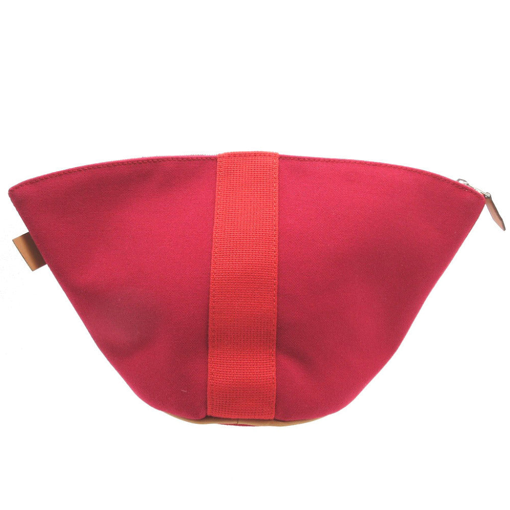 HERMES Pouch canvas Rouge viv Parmir Women Used Authentic