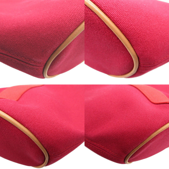 HERMES Pouch canvas Rouge viv Parmir Women Used Authentic