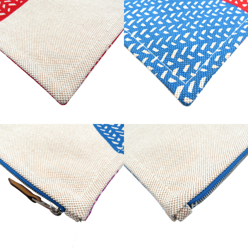 HERMES Pouch cotton beige Poisson Natte Women(Unisex) Used Authentic