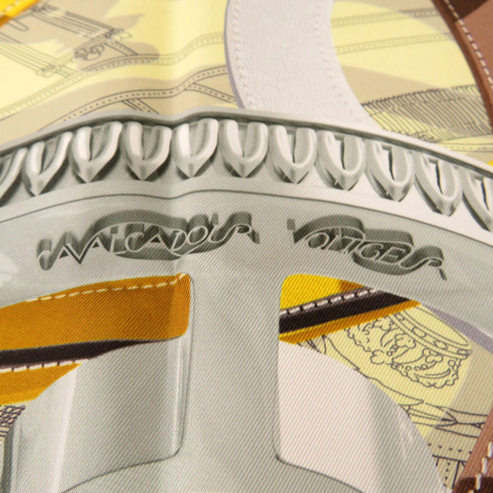 HERMES scarf silk yellow Carre90 CAVALCODOUR VOLTIGEUR Women Used Authentic