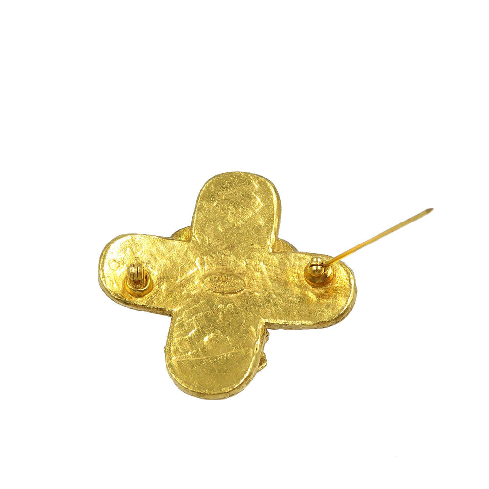 CHANEL Brooch metal gold Triple COCO Mark Women Used Authentic