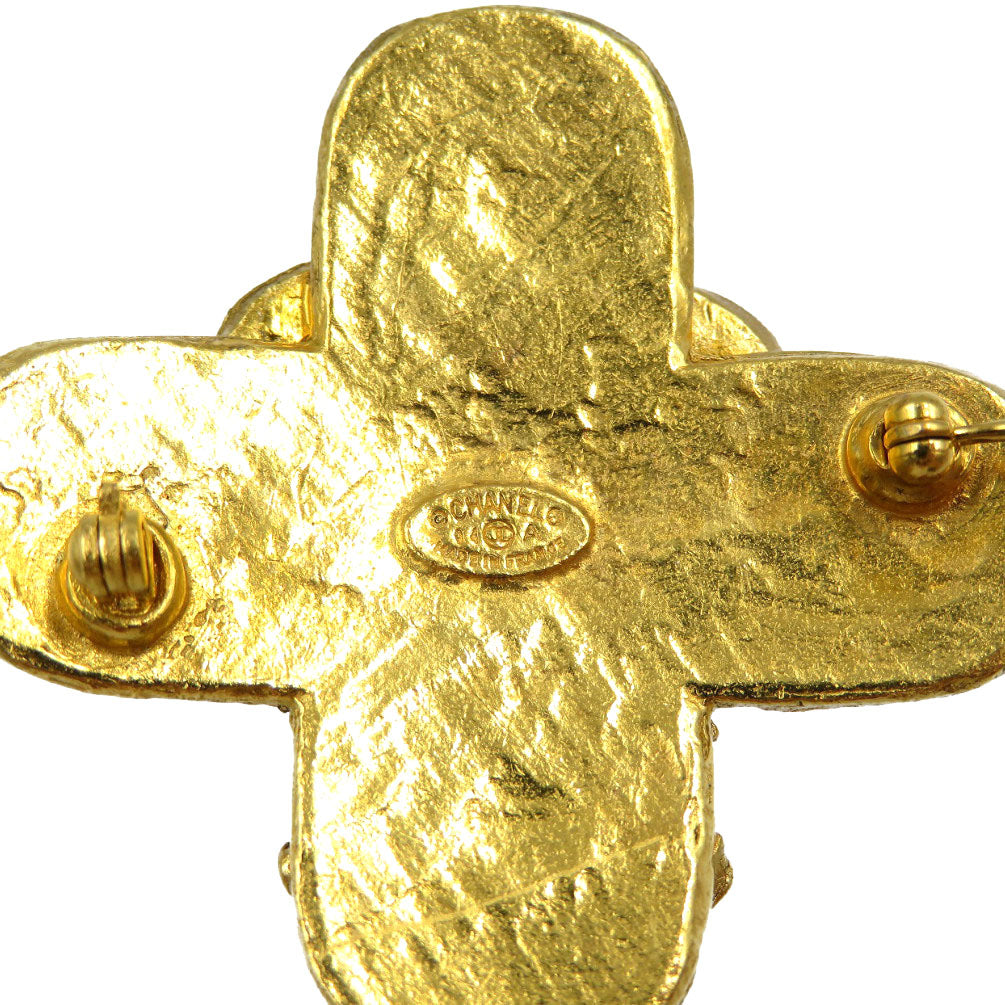 CHANEL Brooch metal gold Triple COCO Mark Women Used Authentic