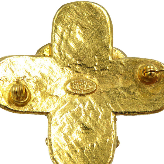 CHANEL Brooch metal gold Triple COCO Mark Women Used Authentic