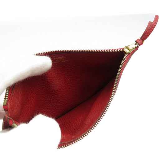 HERMES Long Wallet Purse Togo Red Dogon Duo GM Women Used Authentic