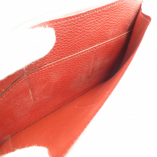 HERMES Long Wallet Purse Togo Red Dogon Duo GM Women Used Authentic