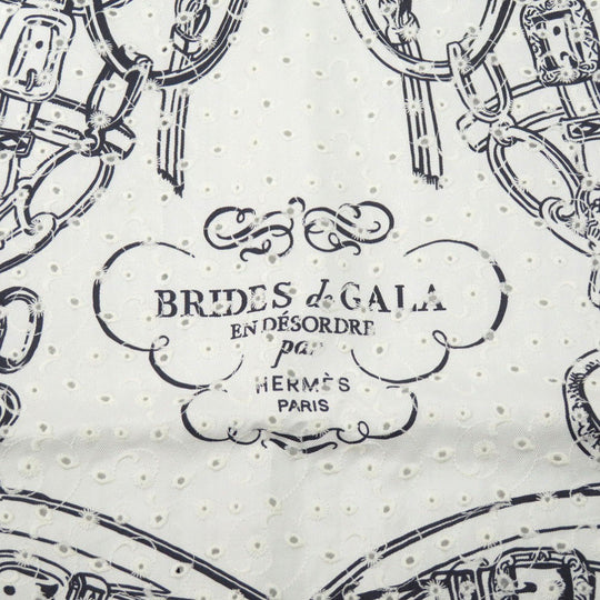 HERMES scarf silk white Carre70 Brides de Gala Women Used Authentic