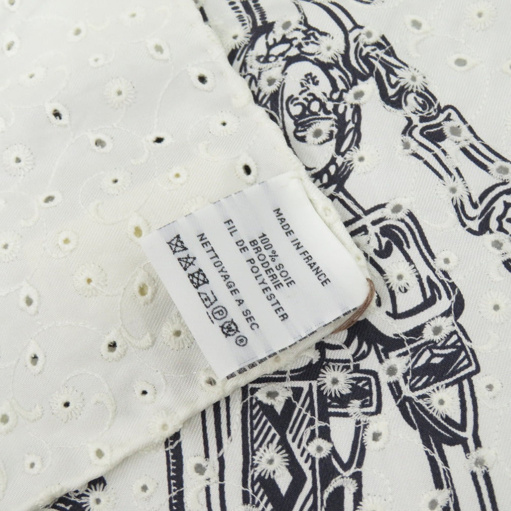 HERMES scarf silk white Carre70 Brides de Gala Women Used Authentic