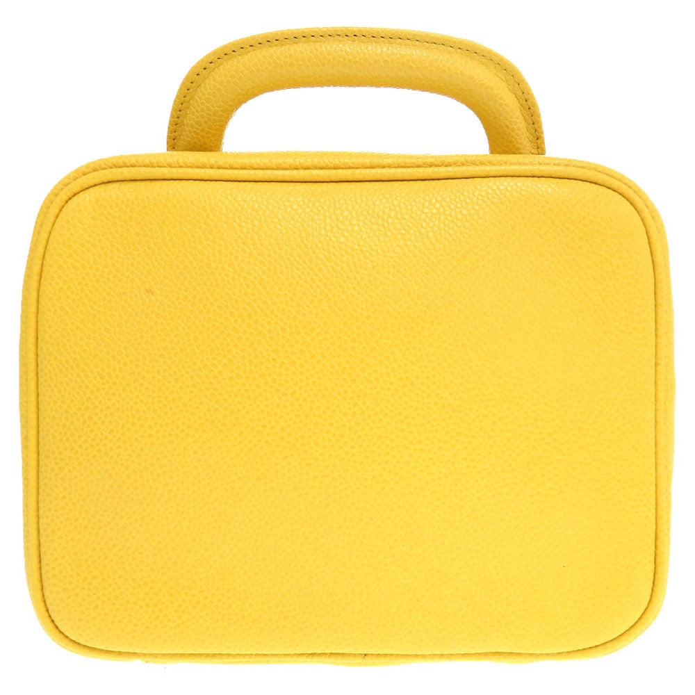 CHANEL Shoulder Bag Caviar skin yellow COCO Mark Vanity Bag Women Used Authentic