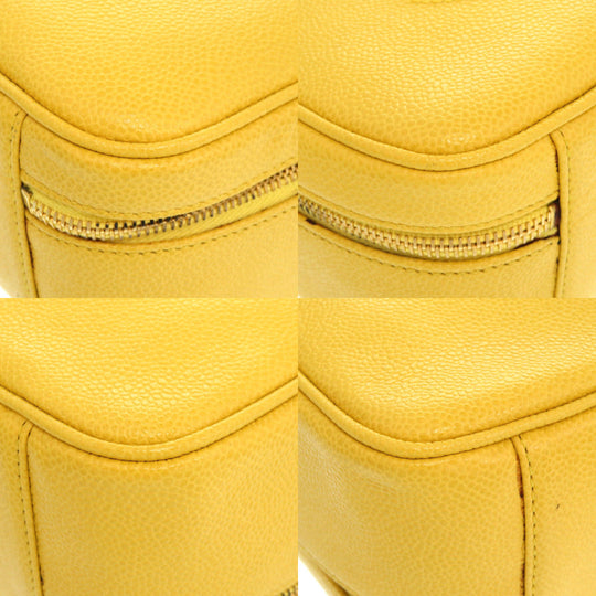 CHANEL Shoulder Bag Caviar skin yellow COCO Mark Vanity Bag Women Used Authentic