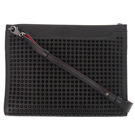 Christian Louboutin Shoulder Bag 1185130 leather black Sky Pouch Studs Women Used Authentic