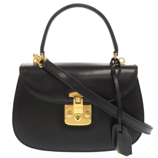 GUCCI Handbag 000 46 0210 leather black Lady Rock Vintage Women Used Authentic