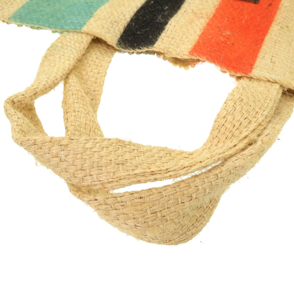 MARNI Tote Bag straw beige Market Stripes Women Used Authentic