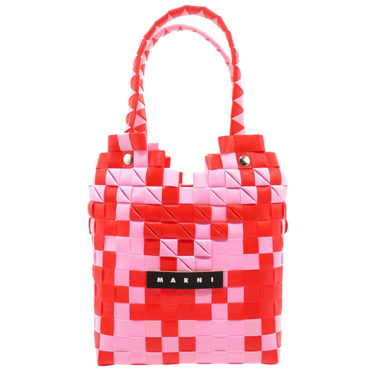 MARNI Handbag leather Red Diamond Basket Bag Women Used Authentic