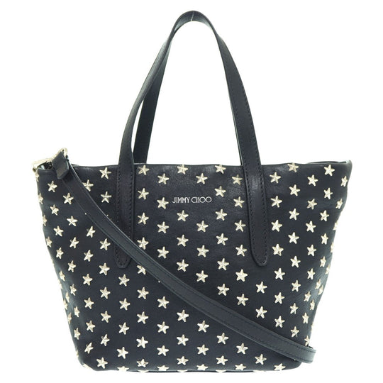 JIMMY CHOO Tote Bag leather black Pimlico Mini Shoulder Tote Bag Women Used Authentic