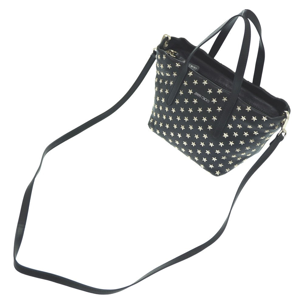 JIMMY CHOO Tote Bag leather black Pimlico Mini Shoulder Tote Bag Women Used Authentic