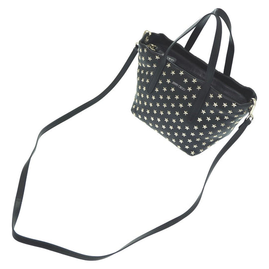 JIMMY CHOO Tote Bag leather black Pimlico Mini Shoulder Tote Bag Women Used Authentic