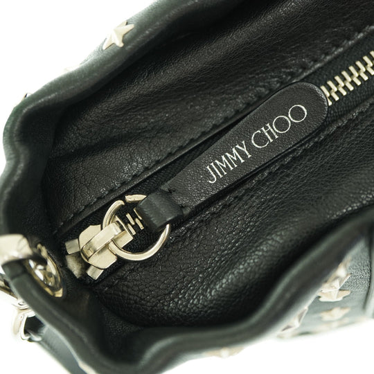 JIMMY CHOO Tote Bag leather black Pimlico Mini Shoulder Tote Bag Women Used Authentic