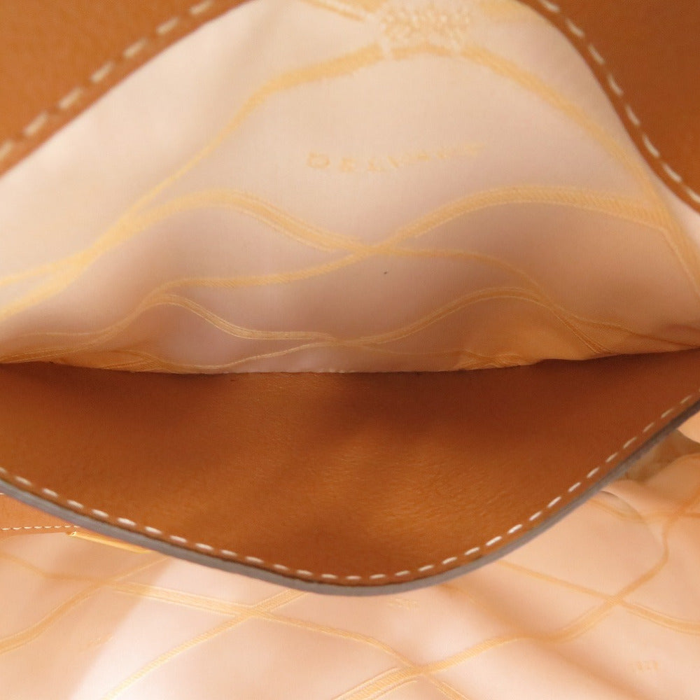 DELVAUX Tote Bag Leather, Cotton Canvas Brown Everyday Bag Women Used Authentic