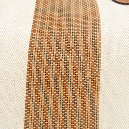 DELVAUX Tote Bag Leather, Cotton Canvas Brown Everyday Bag Women Used Authentic