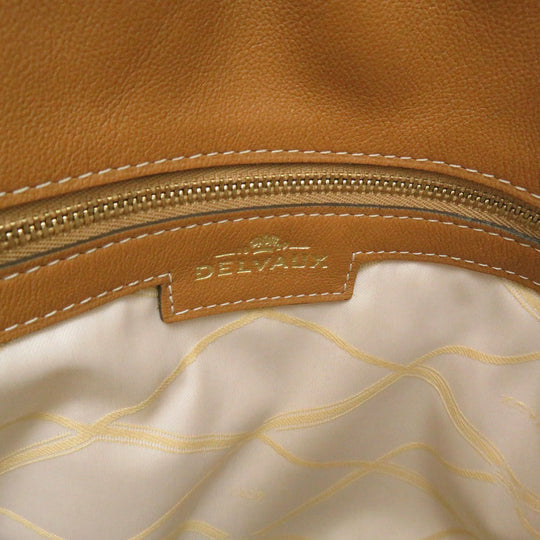 DELVAUX Tote Bag Leather, Cotton Canvas Brown Everyday Bag Women Used Authentic