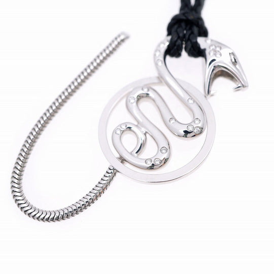 Boucheron Necklace K18 White Gold, Diamond Silver Turbul Pendant Necklace mens(Unisex) Used Authentic