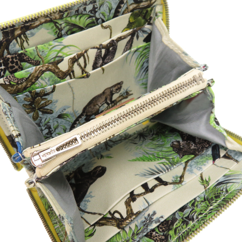 HERMES Coin case Epsom, Silk Jonupussan Zip Around Azap compact silk in Women Used Authentic