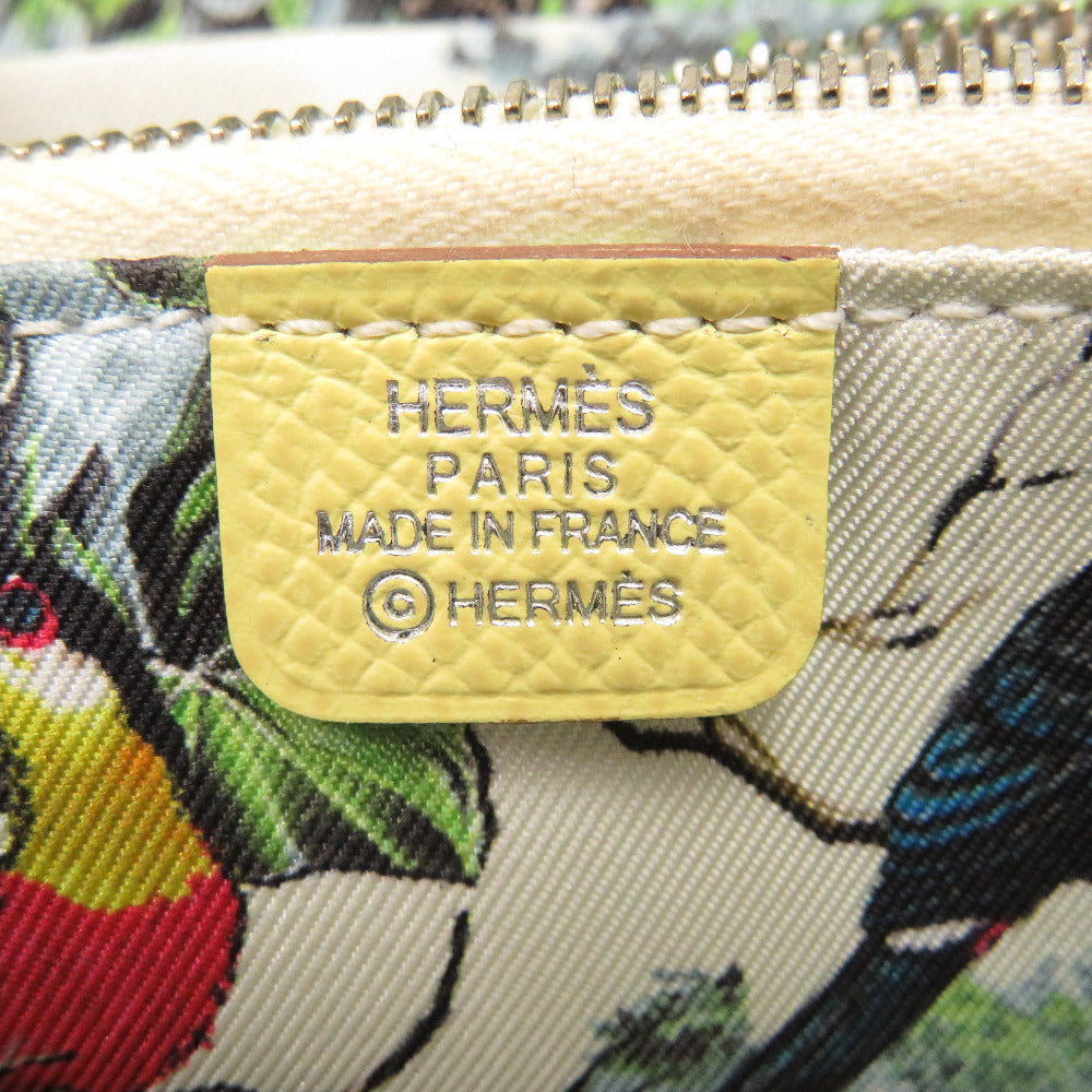 HERMES Coin case Epsom, Silk Jonupussan Zip Around Azap compact silk in Women Used Authentic