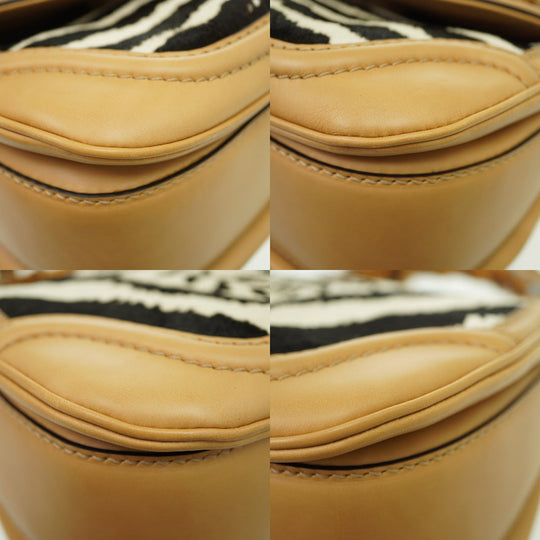 GUCCI Handbag 254884 Harako Zebra Pattern New Bamboo Women Used Authentic