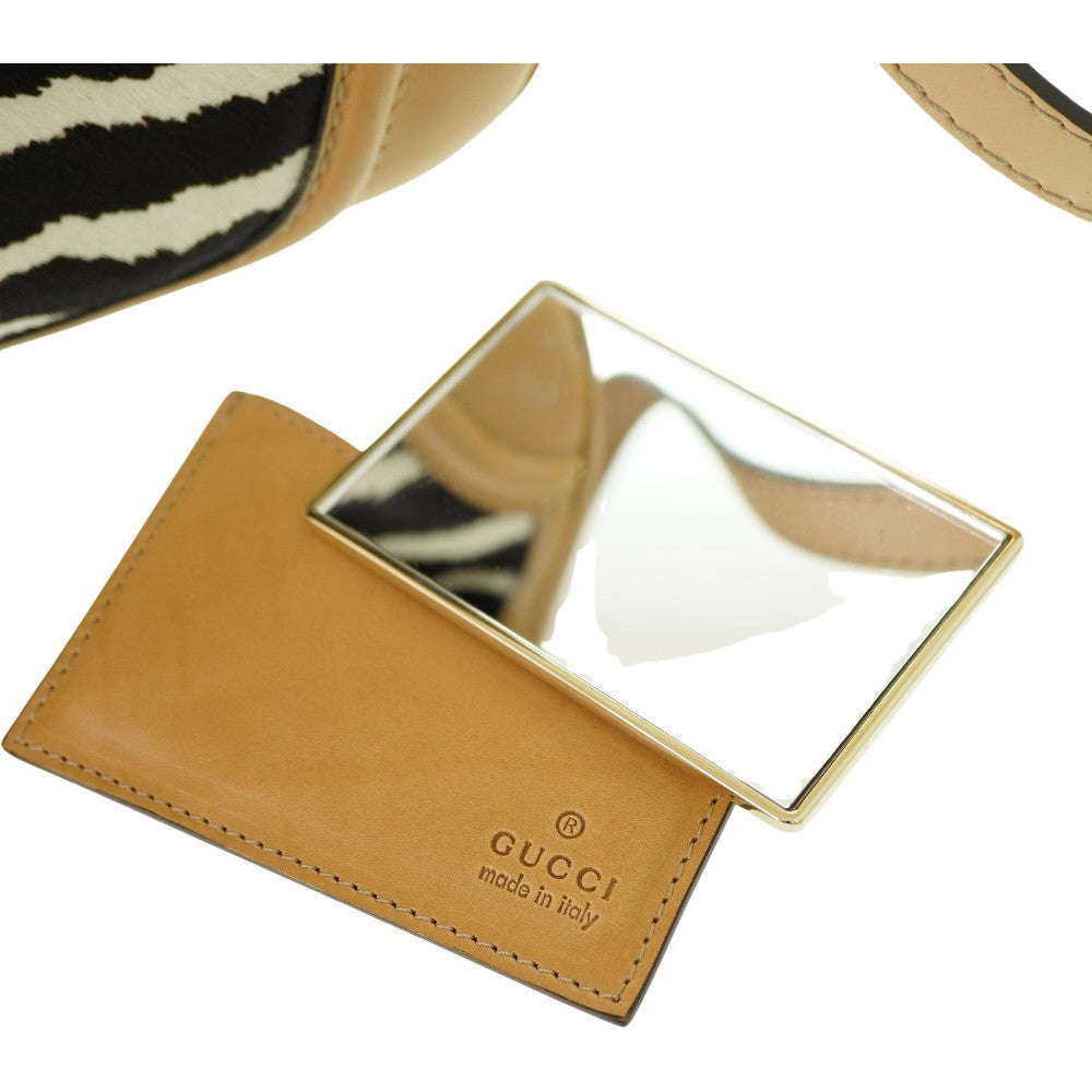 GUCCI Handbag 254884 Harako Zebra Pattern New Bamboo Women Used Authentic