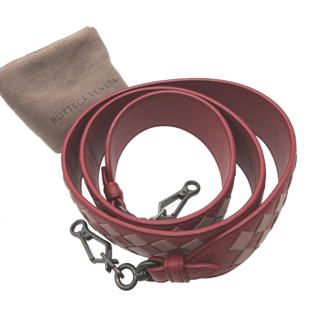 BOTTEGAVENETA Shoulder strap 563992 leather Red INTRECCIATO unisex(Unisex) Used Authentic