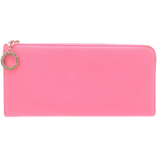 BVLGARI Long Wallet Purse leather pink Women Used Authentic