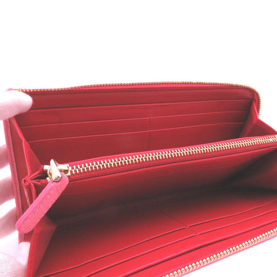 BVLGARI Long Wallet Purse leather pink Women Used Authentic